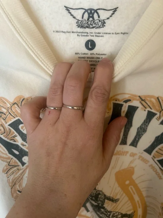 Aerosmith Fringe Band Pullover
Sweatshirt Oversized Horse
Western Cream Sz Large - Picture 5 of 10